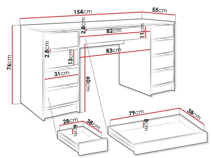 Harland Skrivbord 154 cm - ljusbrun - Products - Möbler - Bord & matgrupp - Kontorsbord - Datorbord