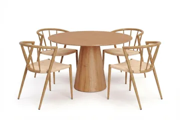 Siena Matgrupp runt 110 cm Ek med 4 Winston Matstolar - Ek - Products - Möbler - Bord & matgrupp - Matgrupp