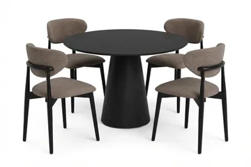 Siena Matgrupp runt 110 cm Svart med 4 Molly Matstolar - Svart - Products - Möbler - Bord & matgrupp - Matgrupp