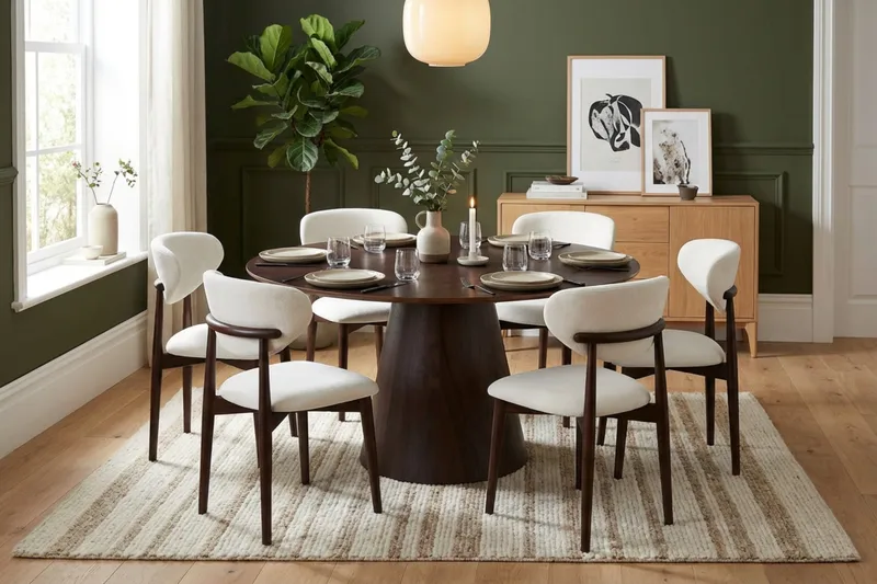 Siena Matgrupp runt 130 cm Rökt Ek med 6 Molly Matstolar - Rökt ek - Products - Möbler - Bord & matgrupp - Matgrupp