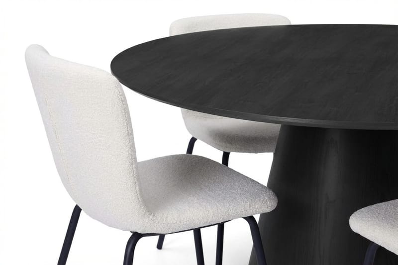 Siena Matgrupp runt 130 cm Svart med 6 Katy Matstolar - Svart - Products - Möbler - Bord & matgrupp - Matgrupp