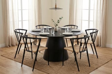 Siena Matgrupp runt 150 cm Svart med 6 Winston Matstolar - Svart - Products - Möbler - Bord & matgrupp - Matgrupp