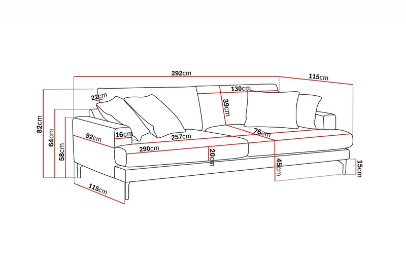 Menard Premium 5-sits Djup Soffa i Chenille - Ljusbeige - Products - Möbler - Soffa