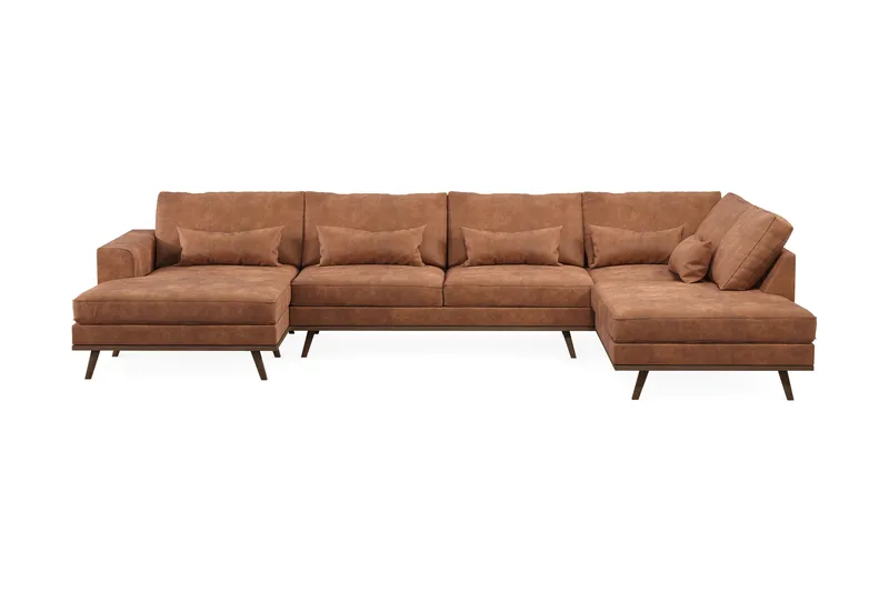 Copenhagen 5-sits Högervänd U-formad Soffa med Divan och Schäslong i Konstläder - Brun - Products - Möbler - Soffa - Skinnsoffa