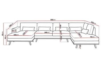Copenhagen 5-sits Högervänd U-formad Soffa med Divan och Schäslong i Konstläder - Brun - Products - Möbler - Soffa - Skinnsoffa