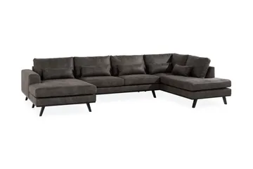 Copenhagen 5-sits Högervänd U-formad Soffa med Divan och Schäslong i Konstläder - Mörkgrå - Products - Möbler - Soffa - Skinnsoffa