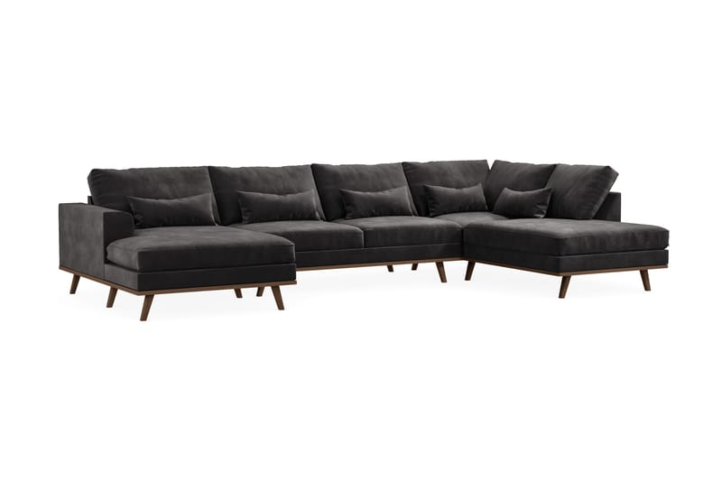 Copenhagen 5-sits Högervänd U-formad Soffa med Divan och Schäslong i Sammet - Mörkgrå - Products - Möbler - Soffa - Sammetssoffa
