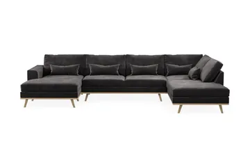 Copenhagen 5-sits Högervänd U-formad Soffa med Divan och Schäslong i Sammet - Mörkgrå - Products - Möbler - Soffa - Sammetssoffa