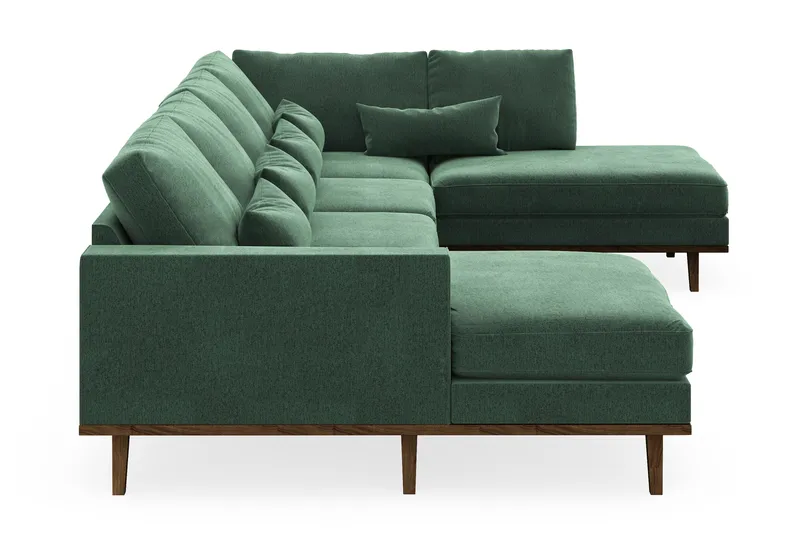 Copenhagen 5-sits Högervänd U-formad Soffa med Divan och Schäslong i Sammet - Mörkgrön - Products - Möbler - Soffa - Sammetssoffa