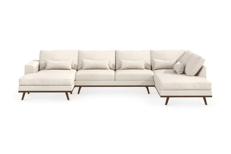 Copenhagen 5-sits Högervänd U-formad Soffa med Divan och Schäslong i Tyg - Beige - Products - Möbler - Soffa - U-soffa