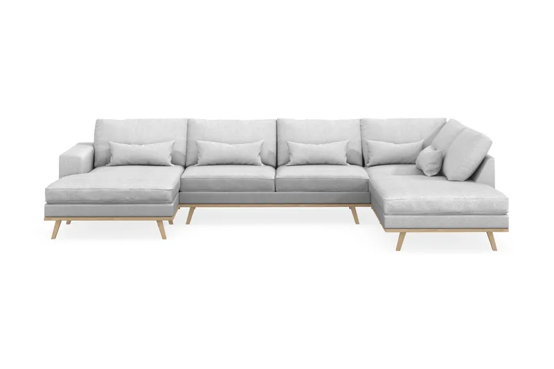 Copenhagen 5-sits Högervänd U-formad Soffa med Divan och Schäslong i Tyg - Ljusgrå - Products - Möbler - Soffa - U-soffa