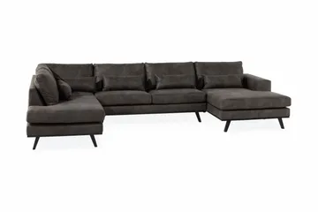 Copenhagen 5-sits Vänstervänd U-formad Soffa med Divan och Schäslong i Konstläder - Mörkgrå - Products - Möbler - Soffa - Skinnsoffa