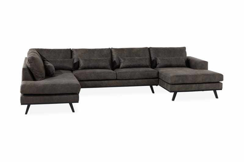 Copenhagen 5-sits Vänstervänd U-formad Soffa med Divan och Schäslong i Konstläder - Mörkgrå - Products - Möbler - Soffa - Skinnsoffa