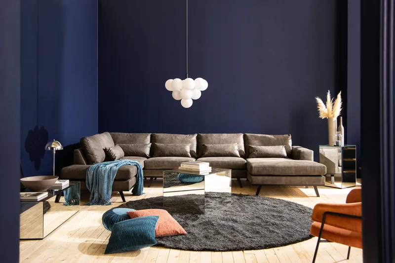 Copenhagen 5-sits Vänstervänd U-formad Soffa med Divan och Schäslong i Konstläder - Mörkgrå - Products - Möbler - Soffa - Skinnsoffa