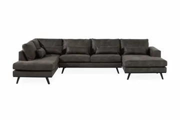 Copenhagen 5-sits Vänstervänd U-formad Soffa med Divan och Schäslong i Konstläder - Mörkgrå - Products - Möbler - Soffa - Skinnsoffa
