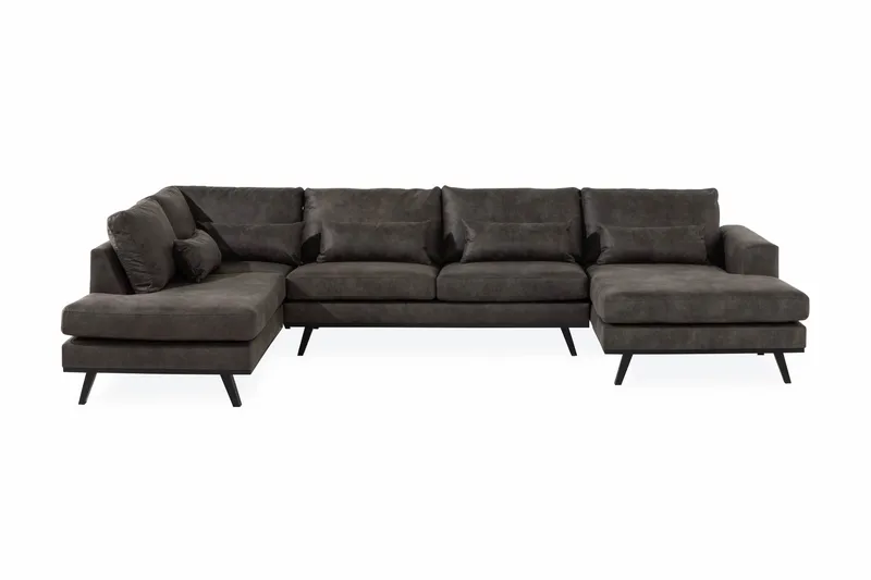 Copenhagen 5-sits Vänstervänd U-formad Soffa med Divan och Schäslong i Konstläder - Mörkgrå - Products - Möbler - Soffa - Skinnsoffa