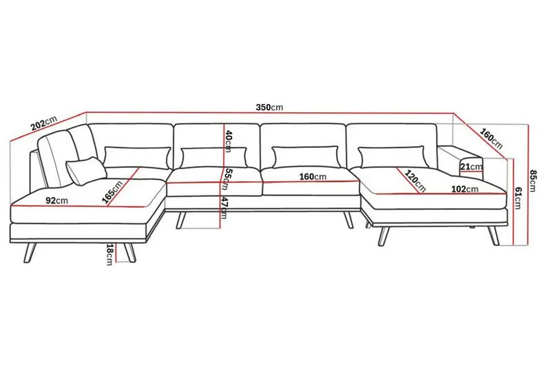 Copenhagen 5-sits Vänstervänd U-formad Soffa med Divan och Schäslong i Manchester - Ljusgrå - Products - Möbler - Soffa - U-soffa