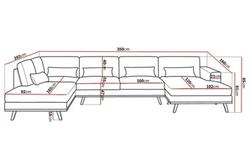 Copenhagen 5-sits Vänstervänd U-formad Soffa med Divan och Schäslong i Manchester - Mörkgrå - Products - Möbler - Soffa - U-soffa