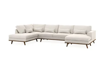 Copenhagen 5-sits Vänstervänd U-formad Soffa med Divan och Schäslong i Sammet - Krämvit - Products - Möbler - Soffa - Sammetssoffa