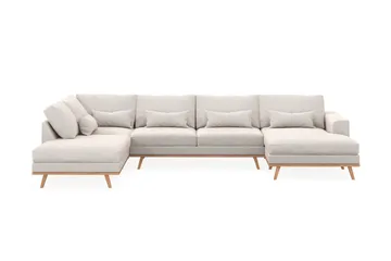 Copenhagen 5-sits Vänstervänd U-formad Soffa med Divan och Schäslong i Sammet - Krämvit - Products - Möbler - Soffa - Sammetssoffa