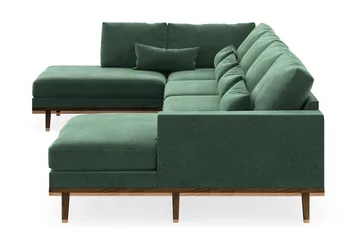 Copenhagen 5-sits Vänstervänd U-formad Soffa med Divan och Schäslong i Sammet - Mörkgrön - Products - Möbler - Soffa - Sammetssoffa
