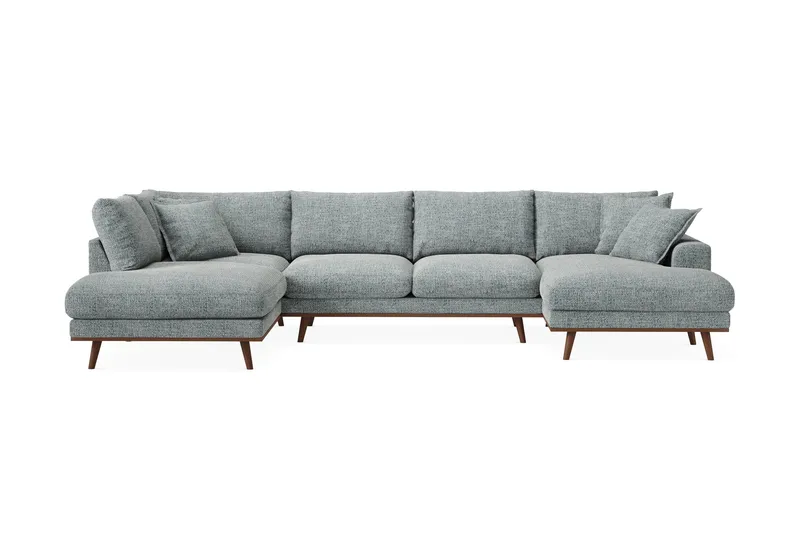Copenhagen Premium 5-sits Vänstervänd U-formad Djup Soffa med Divan och Schäslong i Chenille - Grå/Blå - Products - Möbler - Soffa - U-soffa