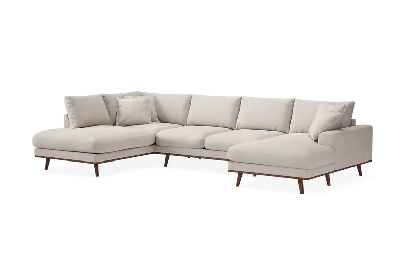 Copenhagen Premium 5-sits Vänstervänd U-formad Djup Soffa med Divan och Schäslong i Tyg - Beige - Products - Möbler - Soffa - U-soffa