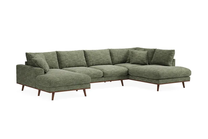 Copenhagen Premium 5-sits Högerv änd U-formad Djup Soffa med Divan och Schäslong i Chenille - Grön - Products - Möbler - Soffa - U-soffa