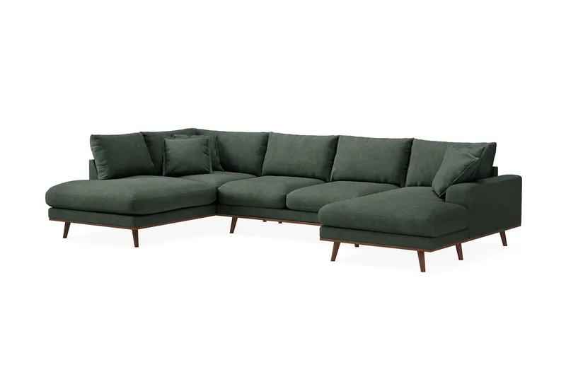 Copenhagen Premium 5-sits Vänstervänd U-formad Djup Soffa med Divan och Schäslong i Tyg - Grön - Products - Möbler - Soffa - U-soffa