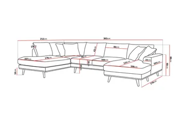 Copenhagen Premium 5-sits Vänstervänd U-formad Djup Soffa med Divan och Schäslong i Tyg - Mörkbrun - Products - Möbler - Soffa - U-soffa