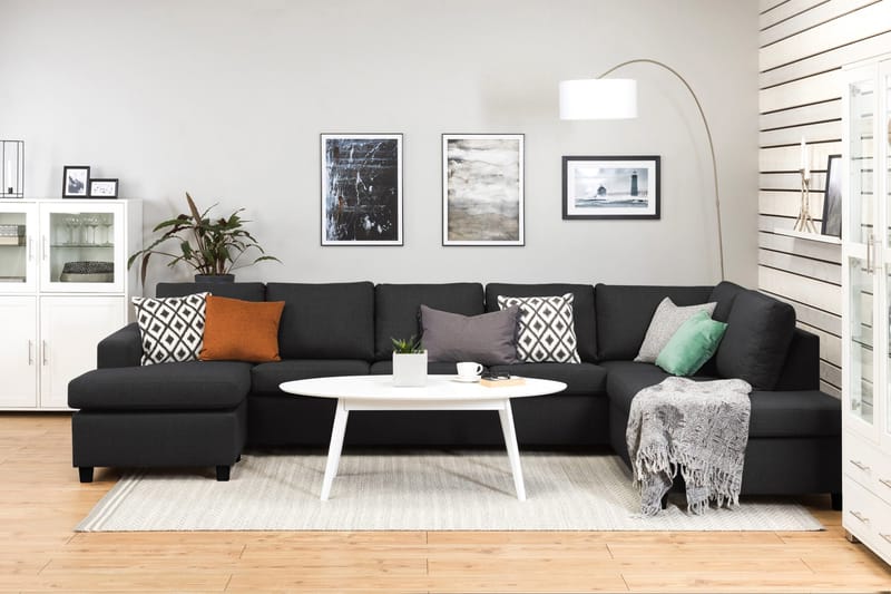 Crazy 5-sits Högervänd U-formad X-Large Soffa med Divan och Schäslong i Tyg - Antracit - Products - Möbler - Soffa - U-soffa