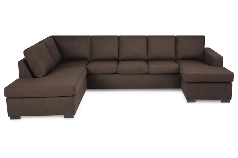 Crazy 5-sits Vänstervänd U-formad Soffa med Divan och Schäslong i Tyg - Brun - Products - Möbler - Soffa - U-soffa