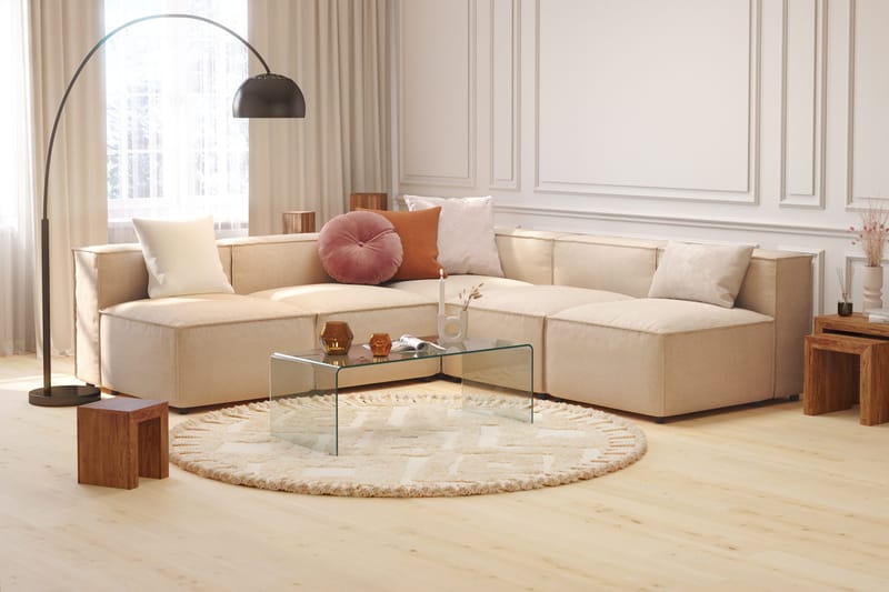Cubo 5-sits L-formad Djup Modulhörnsoffa i Tyg - Beige - Products - Möbler - Soffa - Hörnsoffa