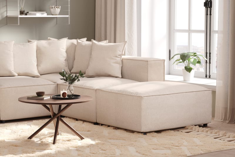 Cubo 5-sits U-formad Djup Modulsoffa Med Divan och Schäslong i Sammet - Beige - Products - Möbler - Soffa - U-soffa