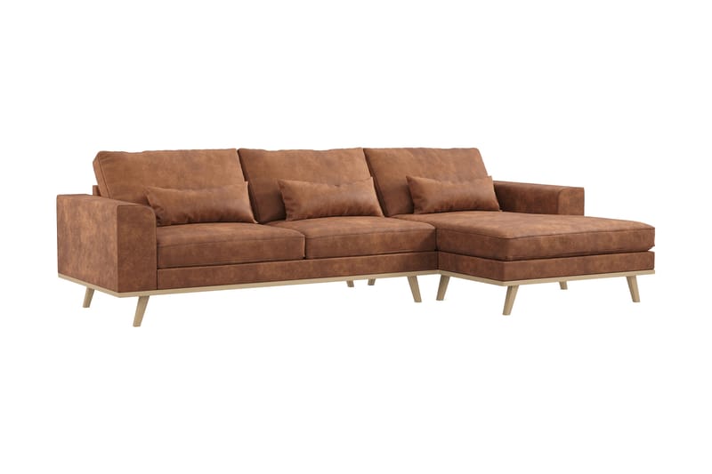 Copenhagen 4-sits Högervänd L-formad Divansoffa i Konstläder - Brun - Products - Möbler - Soffa - Divansoffa & schäslongsoffa - 4 sits soffa med divan