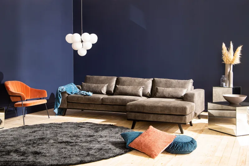 Copenhagen 4-sits Högervänd L-formad Divansoffa i Konstläder - Mörkgrå - Products - Möbler - Soffa - Divansoffa & schäslongsoffa - 4 sits soffa med divan
