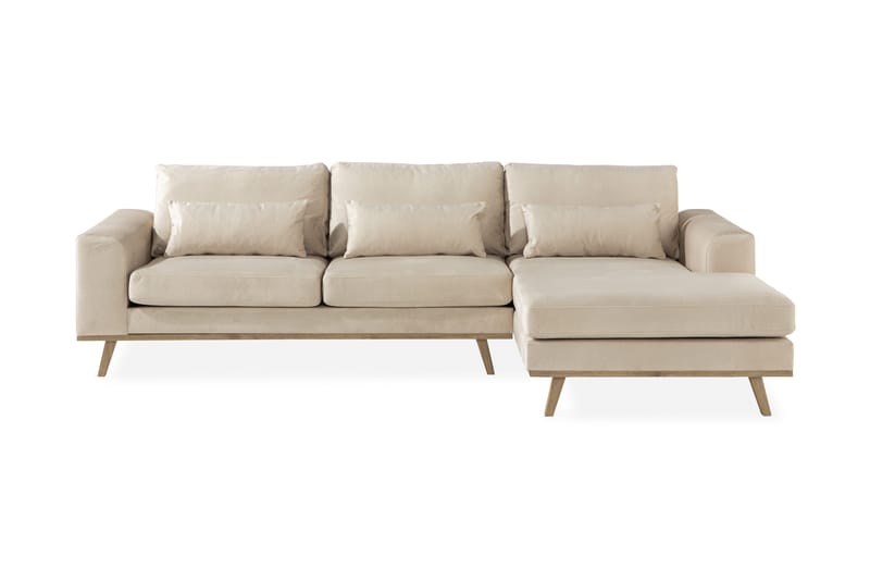Copenhagen 4-sits Högervänd L-formad Divansoffa i Sammet - Beige - Products - Möbler - Soffa - Divansoffa & schäslongsoffa - 4 sits soffa med divan