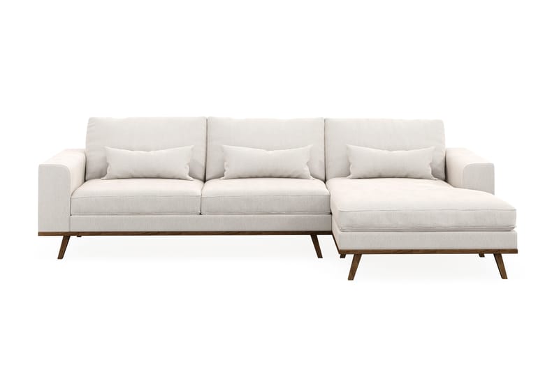 Copenhagen 4-sits Högervänd L-formad Divansoffa i Sammet - Krämvit - Products - Möbler - Soffa - Divansoffa & schäslongsoffa - 4 sits soffa med divan