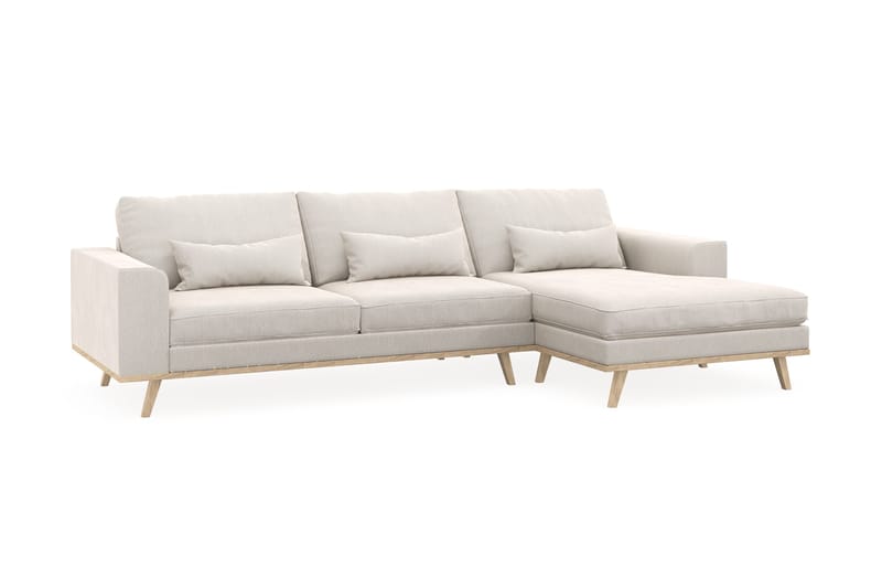 Copenhagen 4-sits Högervänd L-formad Divansoffa i Sammet - Krämvit - Products - Möbler - Soffa - Divansoffa & schäslongsoffa - 4 sits soffa med divan