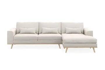 Copenhagen 4-sits Högervänd L-formad Divansoffa i Sammet - Krämvit - Products - Möbler - Soffa - Divansoffa & schäslongsoffa - 4 sits soffa med divan