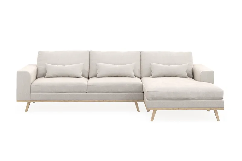 Copenhagen 4-sits Högervänd L-formad Divansoffa i Sammet - Krämvit - Products - Möbler - Soffa - Divansoffa & schäslongsoffa - 4 sits soffa med divan
