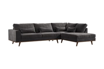 Copenhagen 4-sits Högervänd L-formad Divansoffa i Sammet - Mörkgrå - Products - Möbler - Soffa - Divansoffa & schäslongsoffa - 4 sits soffa med divan