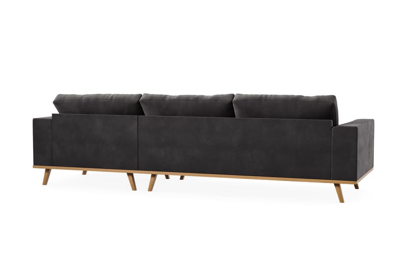 Copenhagen 4-sits Högervänd L-formad Divansoffa i Sammet - Mörkgrå - Products - Möbler - Soffa - Divansoffa & schäslongsoffa - 4 sits soffa med divan