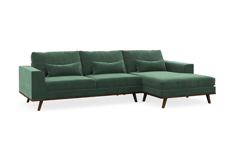Copenhagen 4-sits Högervänd L-formad Divansoffa i Sammet - Mörkgrön - Products - Möbler - Soffa - Divansoffa & schäslongsoffa - 4 sits soffa med divan