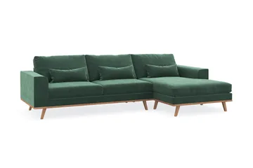 Copenhagen 4-sits Högervänd L-formad Divansoffa i Sammet - Mörkgrön - Products - Möbler - Soffa - Divansoffa & schäslongsoffa - 4 sits soffa med divan