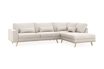 Copenhagen 4-sits Högervänd L-formad Schäslongsoffa i Sammet - Krämvit - Products - Möbler - Soffa - Divansoffa & schäslongsoffa - 4 sits soffa med divan