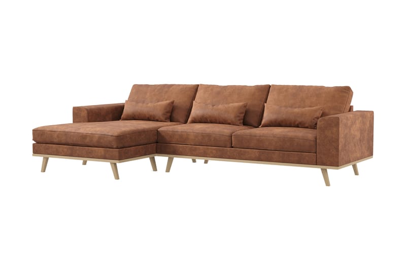 Copenhagen 4-sits Vänstervänd L-formad Divansoffa i Konstläder - Brun - Products - Möbler - Soffa - Divansoffa & schäslongsoffa - 4 sits soffa med divan