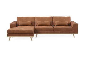 Copenhagen 4-sits Vänstervänd L-formad Divansoffa i Konstläder - Brun - Products - Möbler - Soffa - Divansoffa & schäslongsoffa - 4 sits soffa med divan