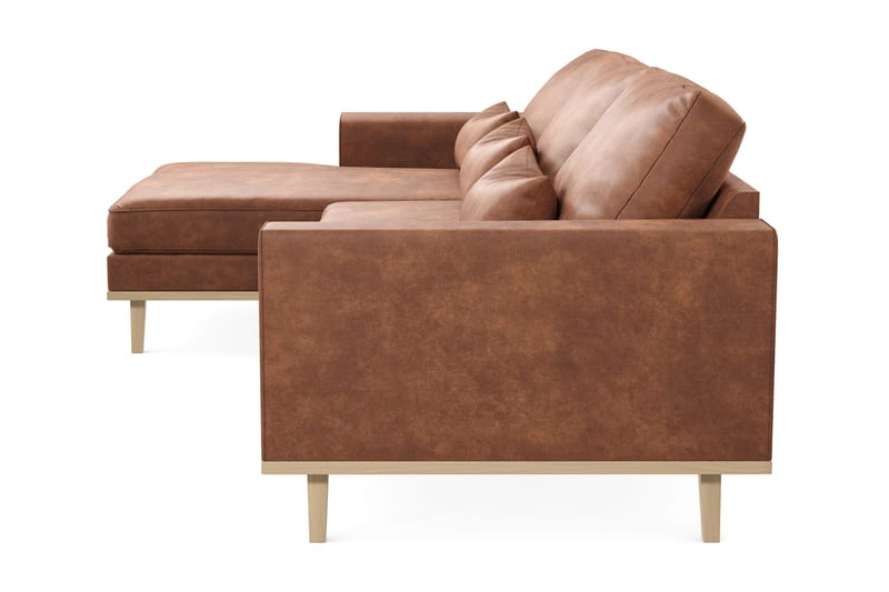 Copenhagen 4-sits Vänstervänd L-formad Divansoffa i Konstläder - Brun - Products - Möbler - Soffa - Divansoffa & schäslongsoffa - 4 sits soffa med divan