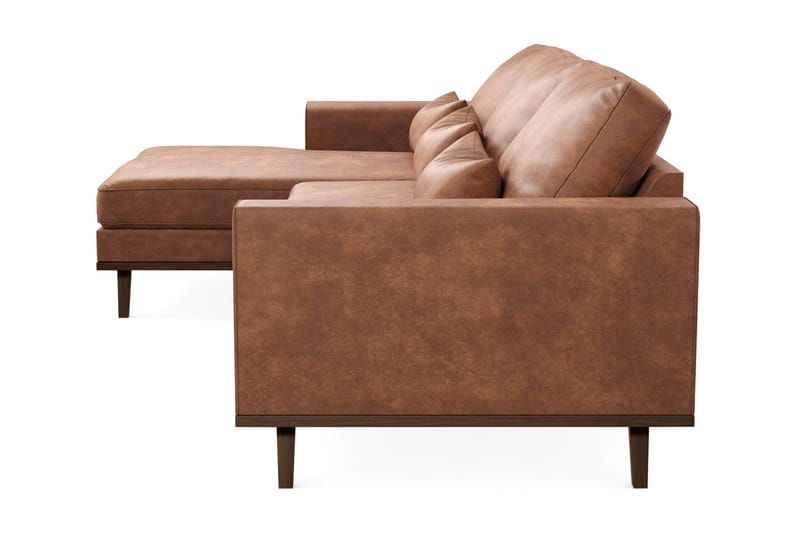 Copenhagen 4-sits Vänstervänd L-formad Divansoffa i Konstläder - Brun - Products - Möbler - Soffa - Divansoffa & schäslongsoffa - 4 sits soffa med divan